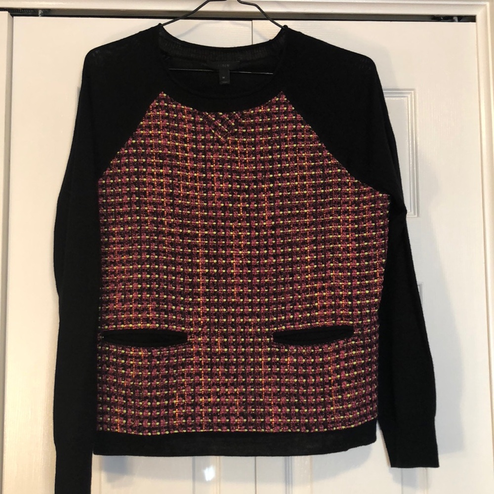 J.Crew Tweed Front Merino Wool Sweater
